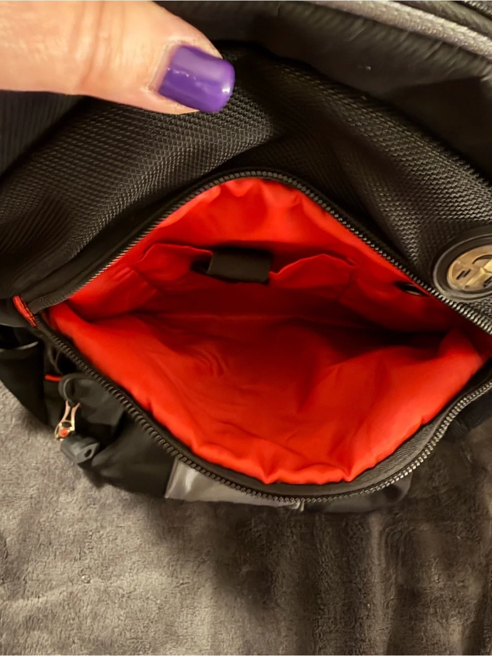 SwissGear Black and Gray Backpack with Red Accents